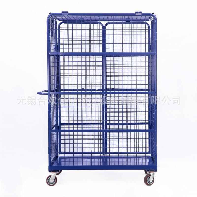 移 动推车蓝色双开门加密1200*800台加顶物流车 加推手物流手车笼