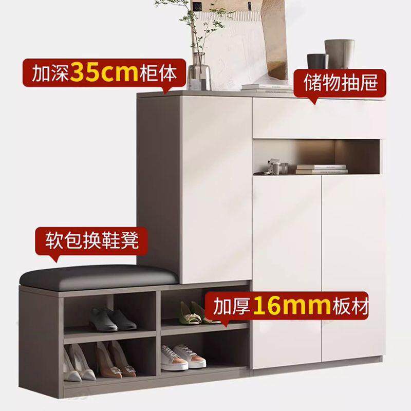 全实木鞋柜家用门口入户鞋架换鞋凳高低组合小户型玄关收纳柜