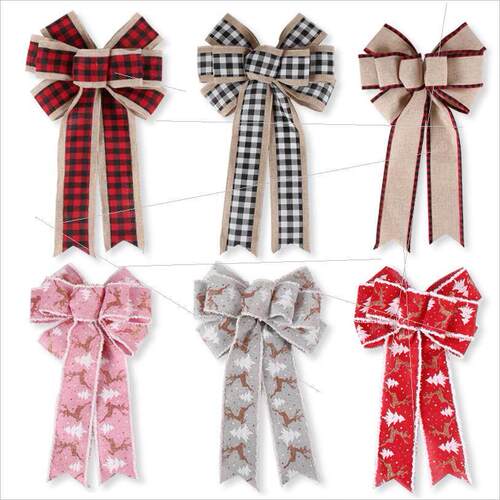 Fine linen plaid Christmas bow pend ant decorative bow蝴蝶结