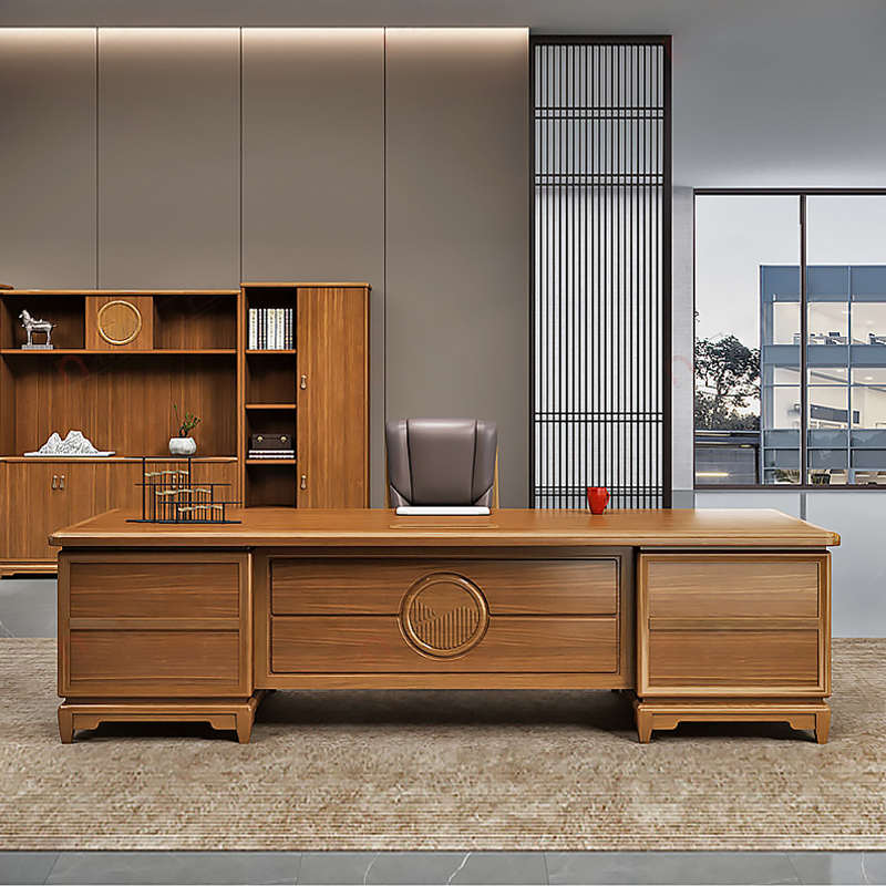 新中式实木老板总裁桌董事长CEO总经理现代简约大班台办公桌椅子