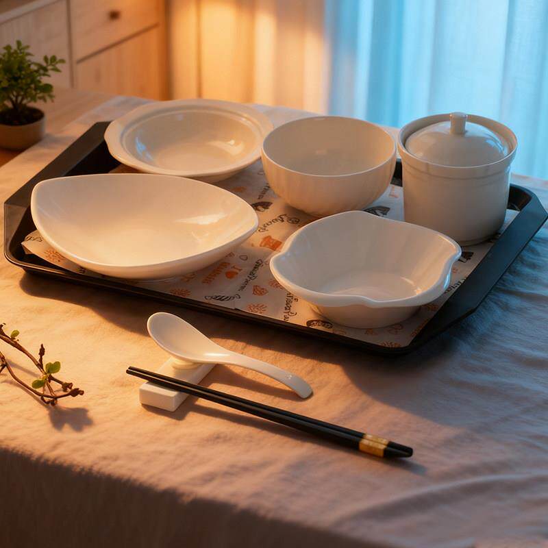 美丽新陶瓷月子餐具大容量整套餐具产妇坐月子精致一人份家用套装