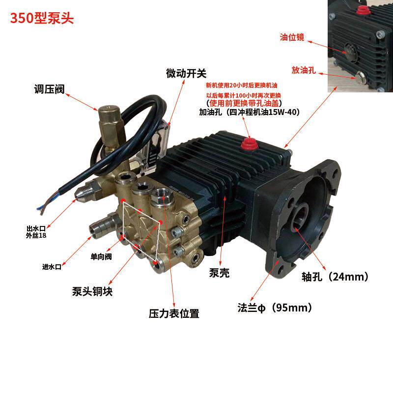 美械MP1806高压泵头24轴95法兰清洗机机头总成修理配件铜块组件