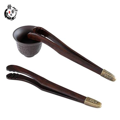 茶夹子茶镊子茶杯夹子功夫茶道配件木质夹茶叶泡茶工具杯夹