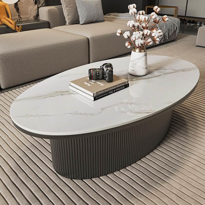 椭圆形高级感小户型简约现代设计师意式极简轻奢客厅家用岩板茶几