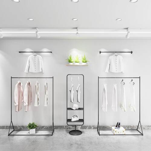 女装店货架展示架简约中岛架落地式挂衣架服装架铁艺衣服架子组合