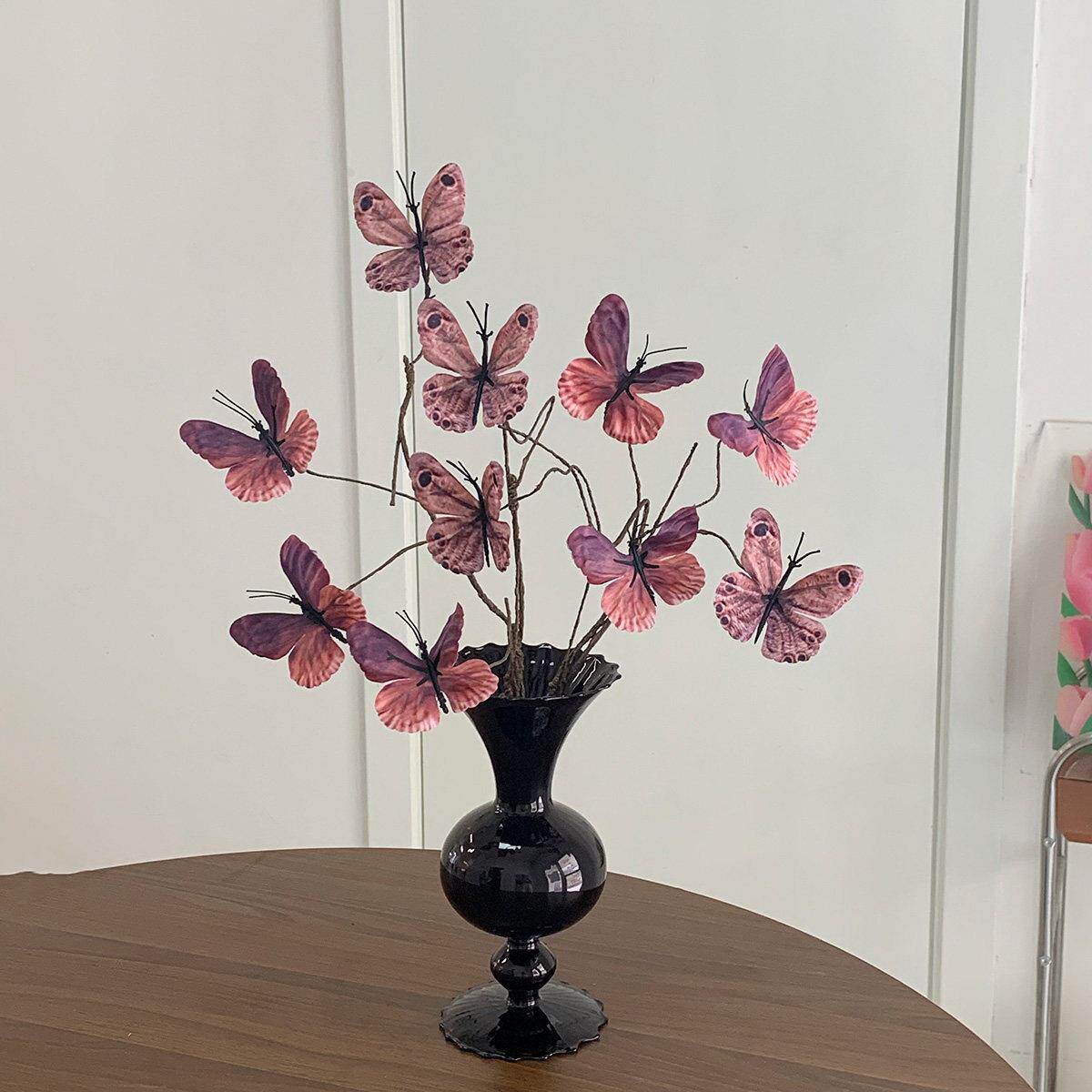 高级感彷真花蝴蝶客厅插花装饰摆饰逼真家居假花摆设轻奢餐桌花艺