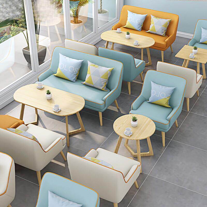 餐厅甜品奶茶店接待桌椅组合书吧咖啡厅休息区洽谈接待休闲沙发