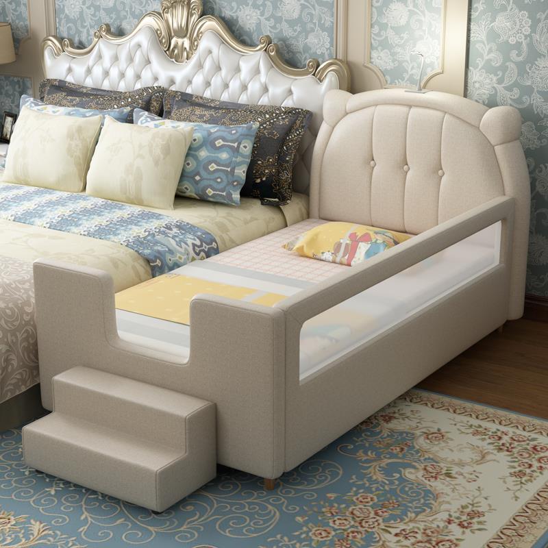 幼儿园儿童拼接床加宽小床拼接大床带护栏软包婴儿床分床神器边床