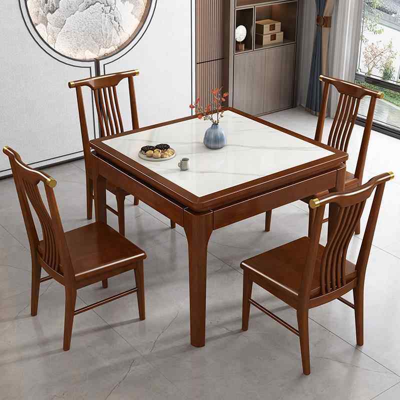 岩板餐桌椅组合新中式家用饭桌实木正方形桌子四方桌八仙桌打牌桌,住宅家具,岩板餐桌,淘宝优惠券,粉丝福利购,淘宝优惠卷