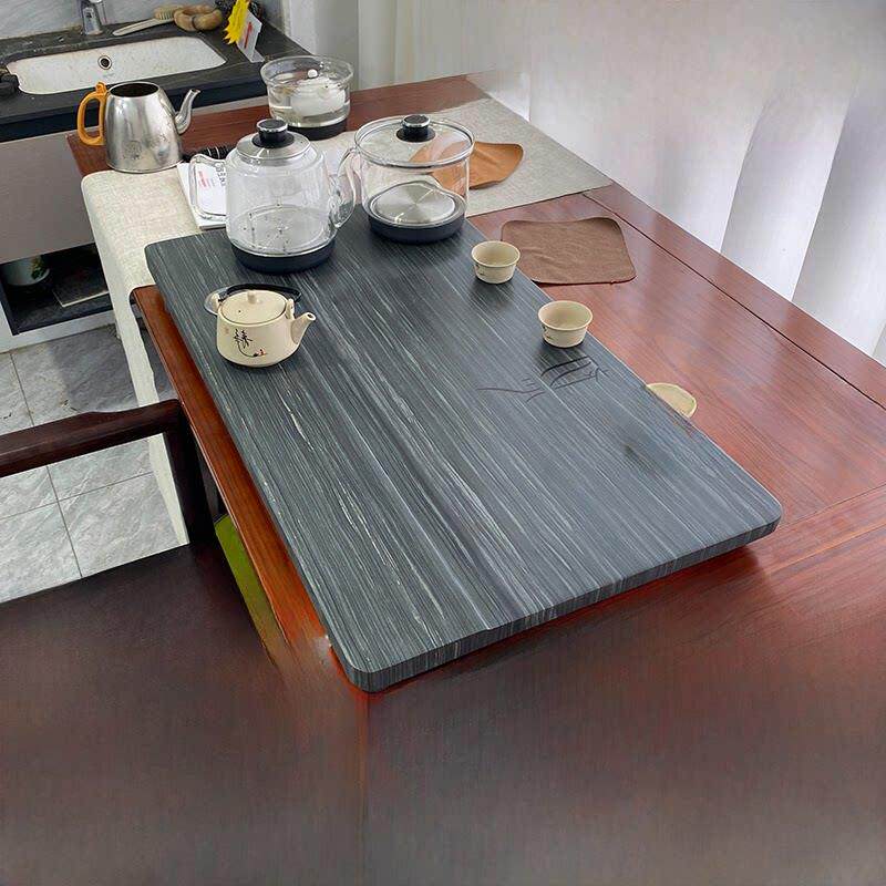 全新天然黄庭玉石木纹茶盘一套全自动集成电磁炉水壶黑金石茶盘
