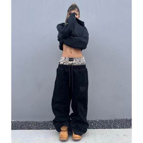 Vintage Leisure Sports Pants Y2K Camouflage Embroidered Dou
