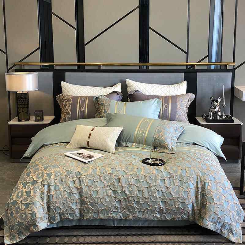 正品1用40奢华提花埃及棉支四件套出口欧美纯全棉贡缎床上棉品床