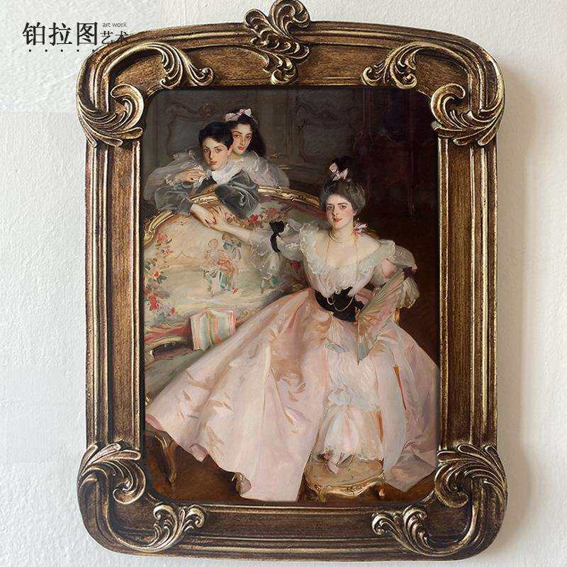 欧式复古做旧雕花相框画框油画小众美式装饰轻奢长方形树脂小摆件