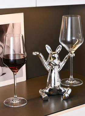 轻奢高档兔子红酒架杯架摆件客厅餐边酒柜餐桌酒托创意家居装饰品