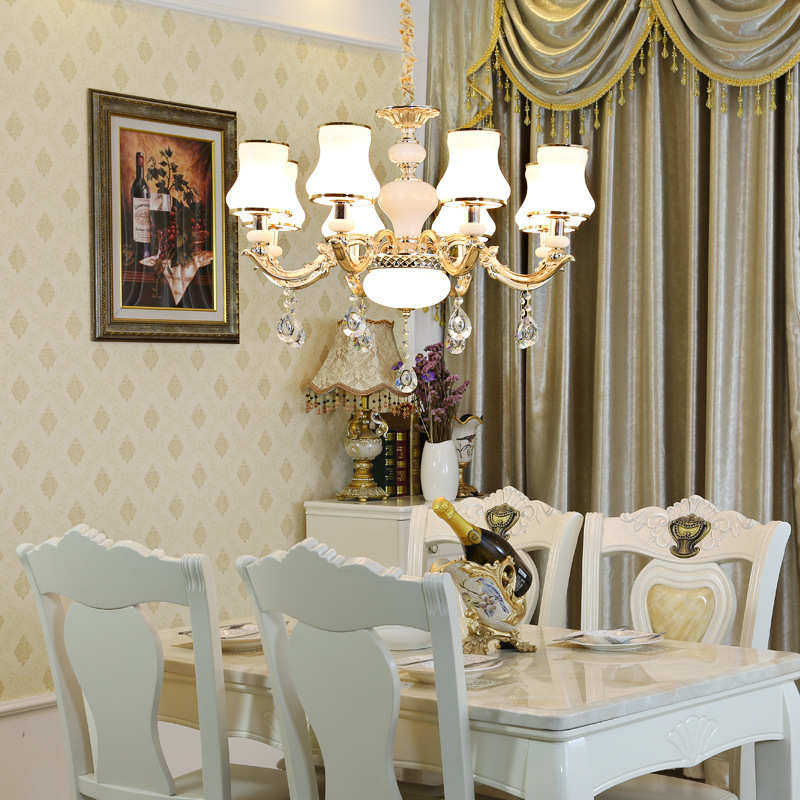 欧式水晶吊灯简欧客厅灯餐厅卧室玉石锌合金奢华大气现代简约灯具