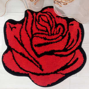 厂家毛绒朵玫瑰坐垫花蕾客厅黄色飘窗时尚花卉卧室单批发室内地毯