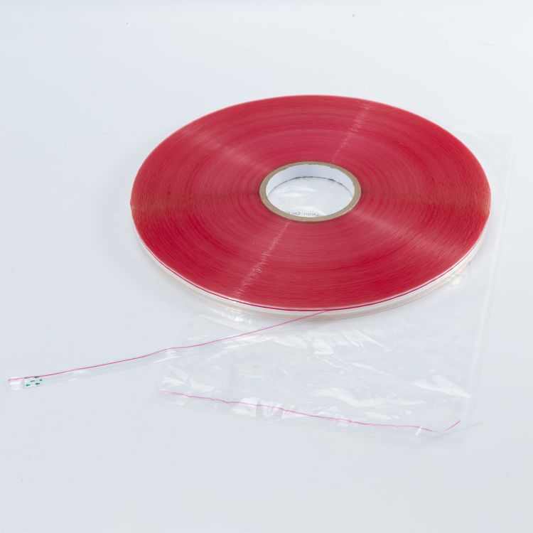 OPP膜红线封缄胶带高粘不残胶PE膜包装袋自粘双面胶条塑料不干胶