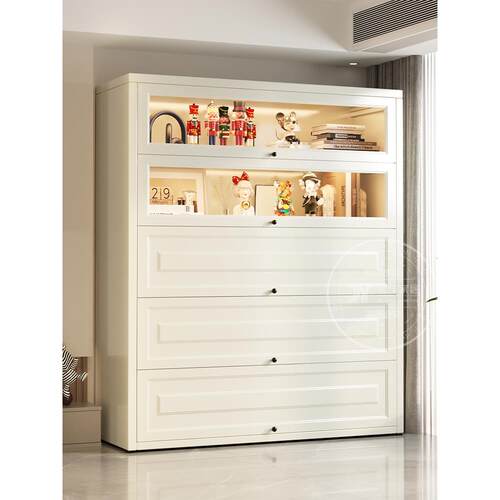 钢制书架落地置物柜儿童储物柜玻璃门防尘书柜家用大容量展示柜