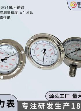 馨予耐震不锈钢压力表高压250MPA压力表螺纹连接