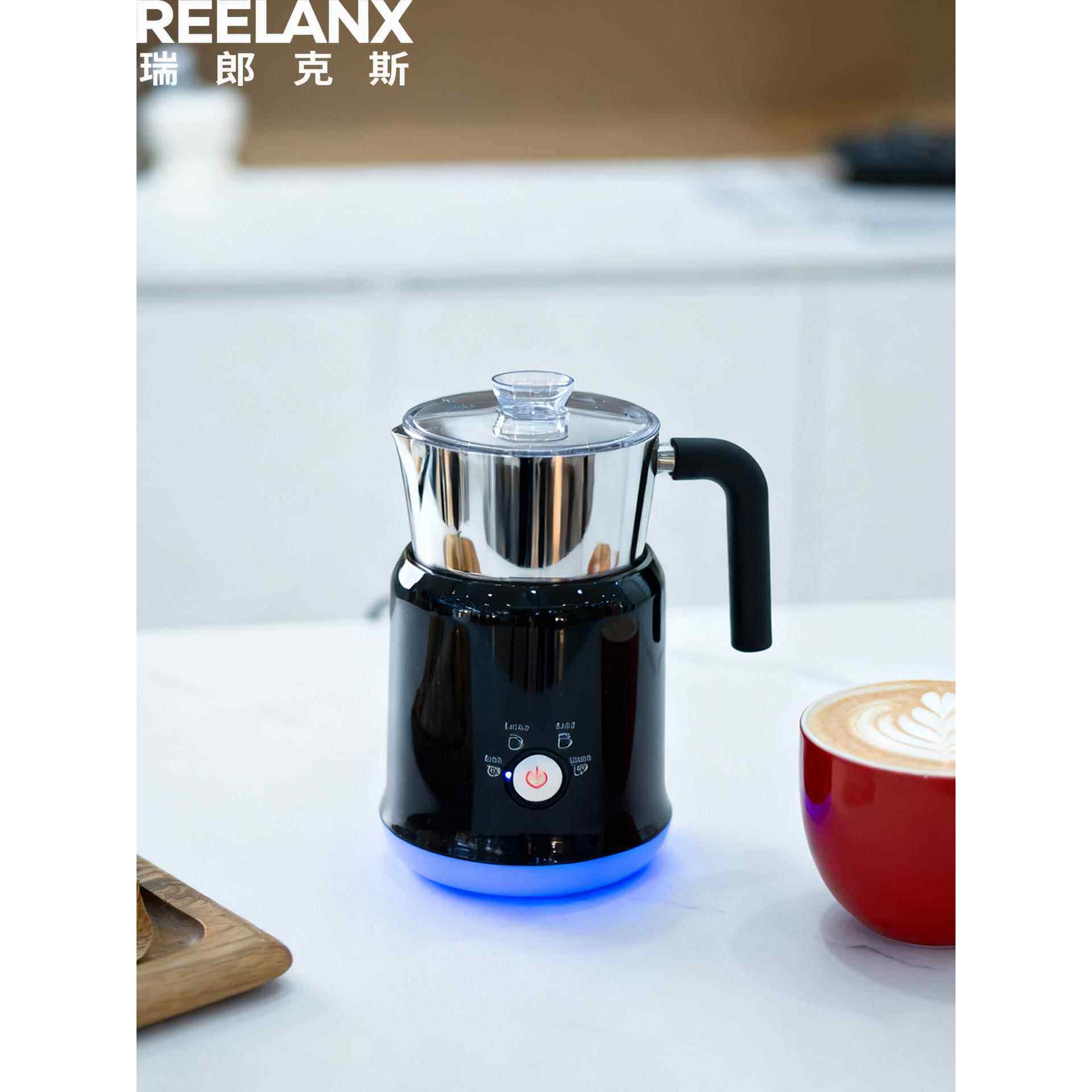 reelanx分体式电动奶泡机加热咖啡打奶器冷热牛奶起泡器家用搅拌