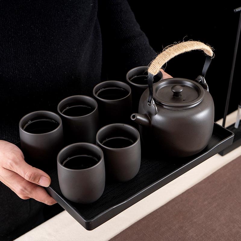 整套紫砂功夫茶具陶瓷客厅现代提梁壶大号茶壶茶杯茶盘套装红茶