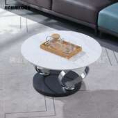 极简轻395 现代简约圆形岩板面可奢旋转多功能小型客厅创意伸缩茶