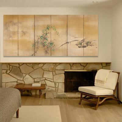 夏之风ICX花风图新中屏式日式冬横版装饰画简约诧寂客厅餐厅无框