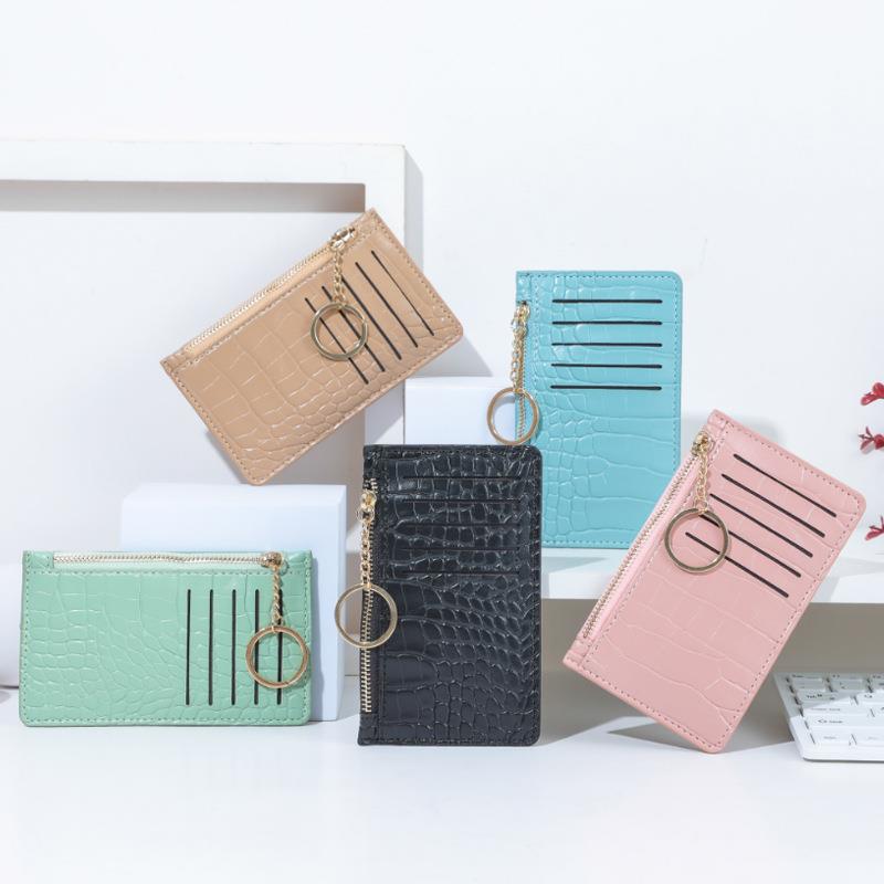 新款鳄鱼纹女式卡夹卡包零钱包女士包包拉链多卡位定公司LOGO