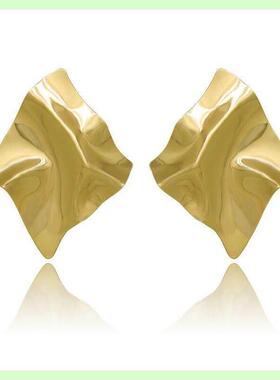 Metal Geometric Pendant Earrings For Women Gold Color Round