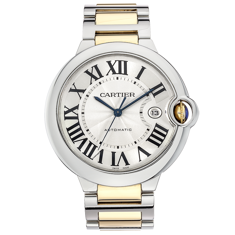 [快拍][9.8新]卡地亚手表男蓝气球精钢/18K黄金自动机械W69009Z3