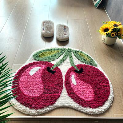 草莓樱桃地毯浴室吸水地垫卧室防滑脚垫入户进门厚实垫子可以水洗