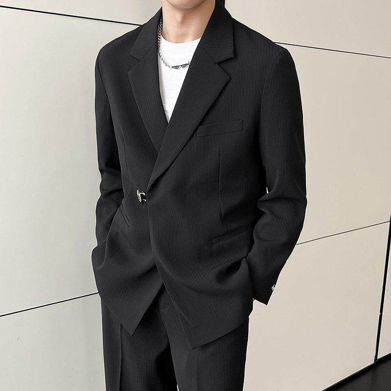 法国高端男士小众小西装休闲西服潮流垂坠冰丝老钱轻奢高级感外套