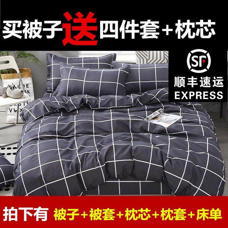 被子冬带被套床单枕套枕芯一套四季通用单人学生宿舍春秋棉被双人,床上用品,化纤被,淘宝优惠券,粉丝福利购,淘宝优惠卷