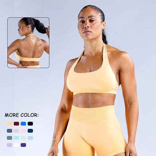 Backless hanging neck sports vest, women's matte yoga bra,