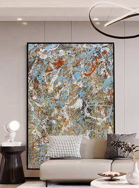 纯手绘油画波洛克玄关大幅装饰画立体抽象艺术画餐厅走廊过道壁画