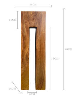 侘寂风实木墩底座中古风方柱子家用客厅茶室玄关木雕几何复古摆件
