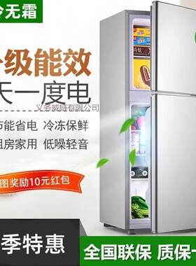 小型家用双门风冷无霜一级节能冰箱租房宿舍迷你省电电冰箱冰柜