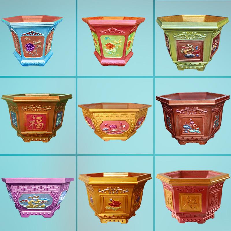 水泥花盆模具塑料硅胶大号六角罗马柱盆景盆模型小号自制模子大全