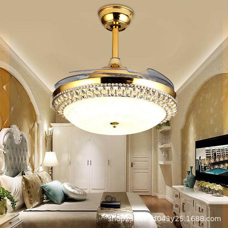 隐形吊扇灯现代简约客厅灯卧室餐厅led风扇灯三色变光电风扇吊灯