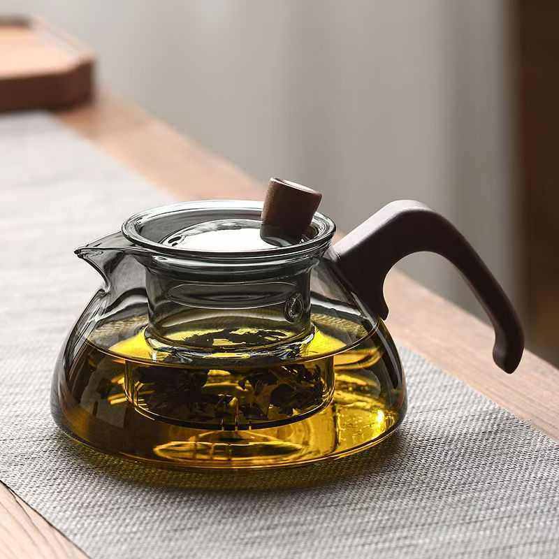 日式玻璃茶壶高硼硅耐热玻璃茶水分离带过滤内胆家用木把煮泡茶器,餐饮具,茶壶,淘宝优惠券,粉丝福利购,淘宝优惠卷