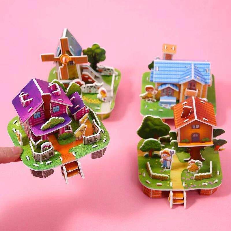 3D立体拼图泡沫材质小房子立体剪裁幼儿园小学生益智玩具奖品礼物