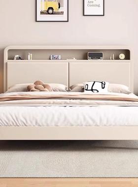 奶油风床床实木现简约白色1.8米双人床主卧1.5米租房代出ANK储物