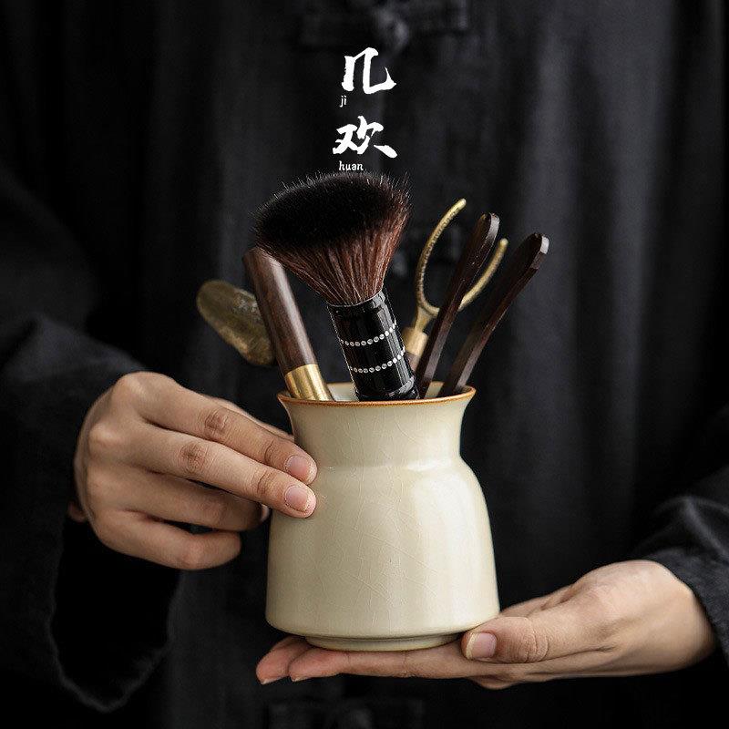 几欢汝窑米黄色茶道六君子功夫茶具配件用品泡茶工具茶针茶夹茶勺