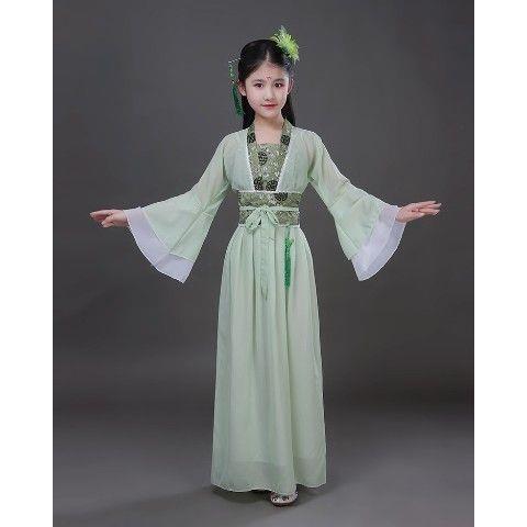 青城山下白素贞儿童演出服女童汉服白娘子服装舞蹈服小孩古装超仙