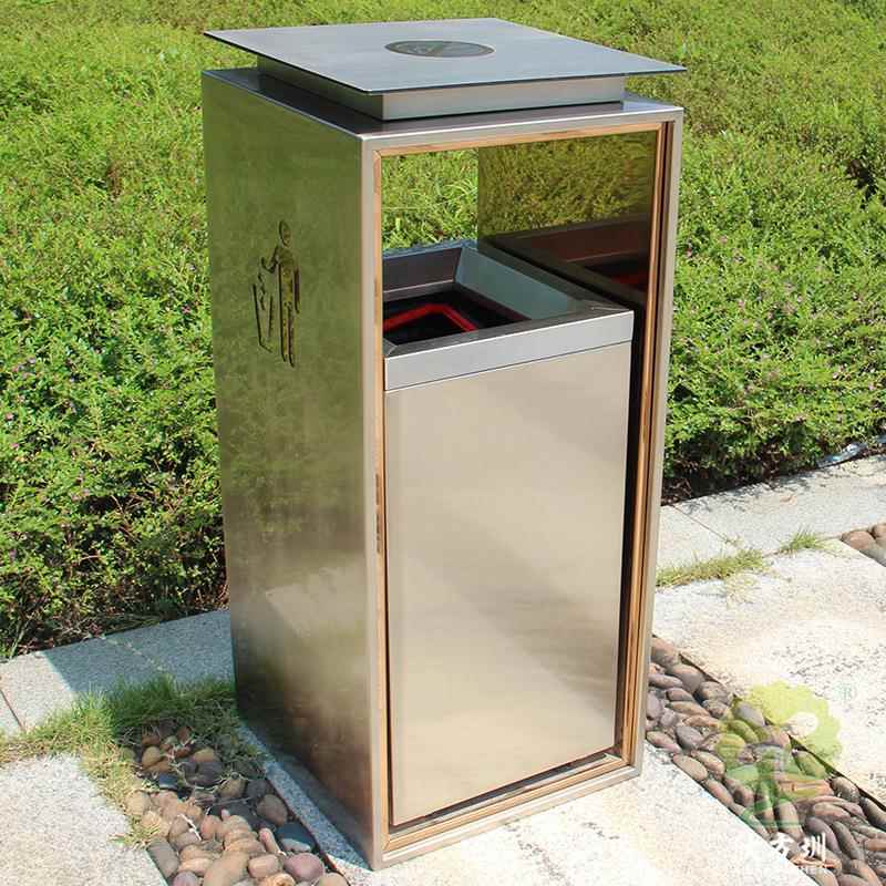 室内酒店小区写字楼大堂电梯厅商用不锈钢垃圾桶导轨金属果皮箱