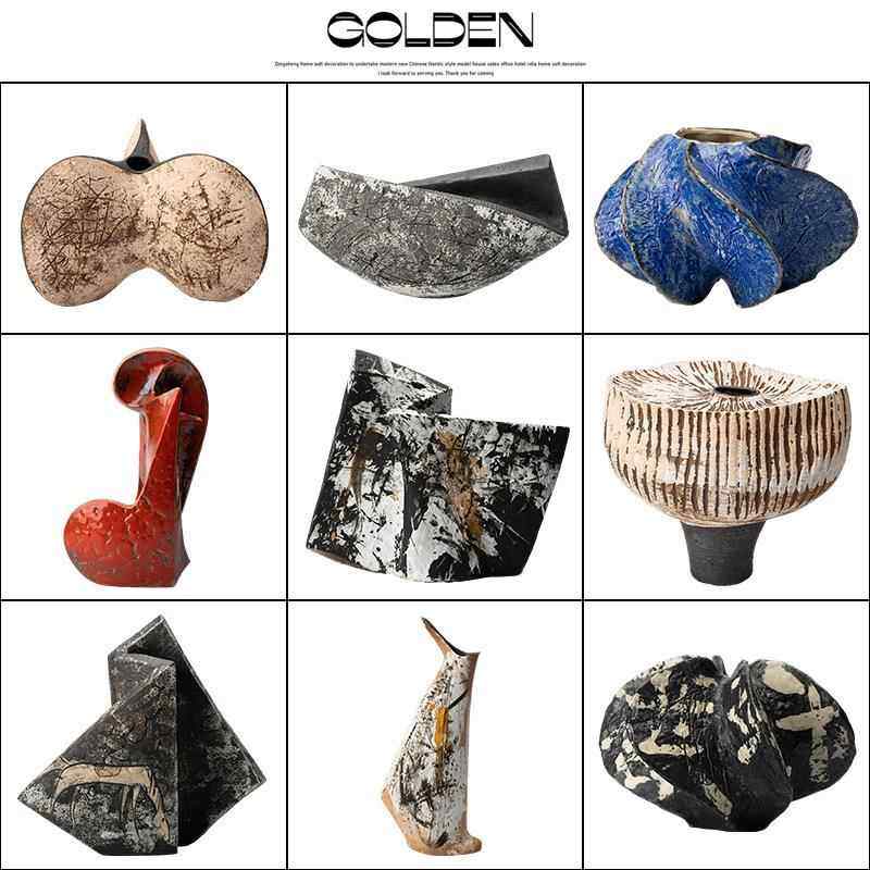 新中式抽象手工艺陶瓷花瓶装饰品摆件设计师成列家居酒店软装