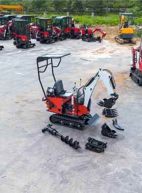 0.吨机迷你带小挖机 履可进电梯大棚开沟8小HT08微型挖果园挖土机