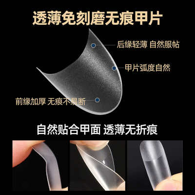 穿戴甲手工甲片全码月牙半贴圆甲轻薄磨砂免刻磨指甲贴美甲贴片