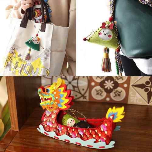 新年手工儿童香包挂件diy材料包马年春节香囊挂饰龙船收纳盒摆件
