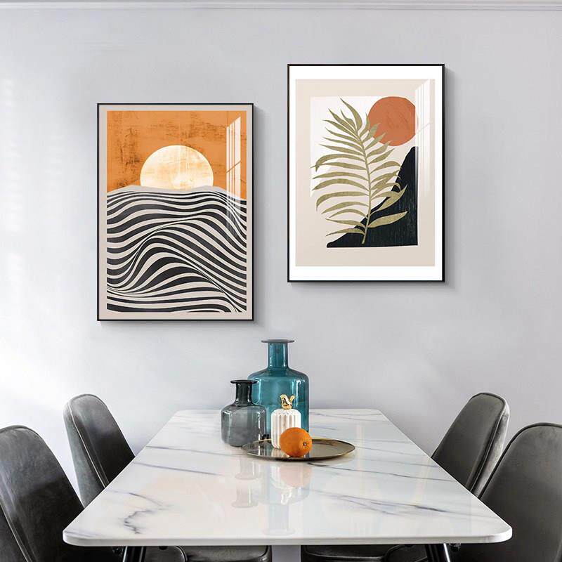 餐厅装饰画风景花卉餐厅挂画客厅餐桌背景壁画现代简约高端组合